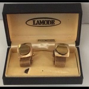 Lamode Vintage Genuine Tiger Eye Cuff Links Set